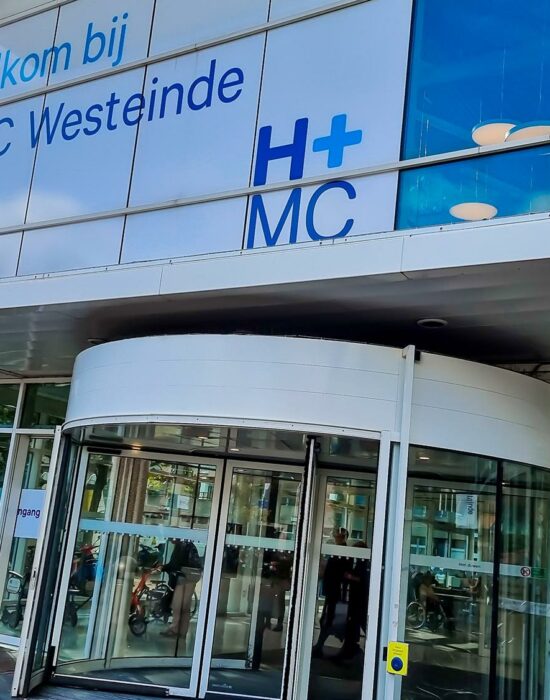 The Hague, The Netherlands - October 25 2022 : View of building Dutch Hospital named HMC Westeinde aka Westeinde Ziekenhuis in Den Haag which is a part of Haaglanden Medisch Centrum